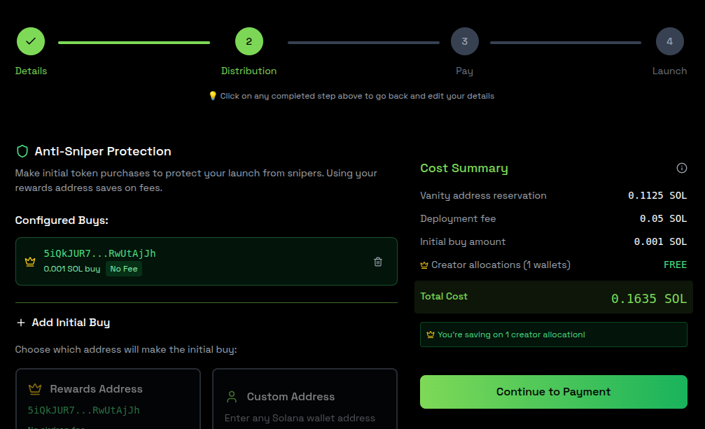 Initial distribution setup